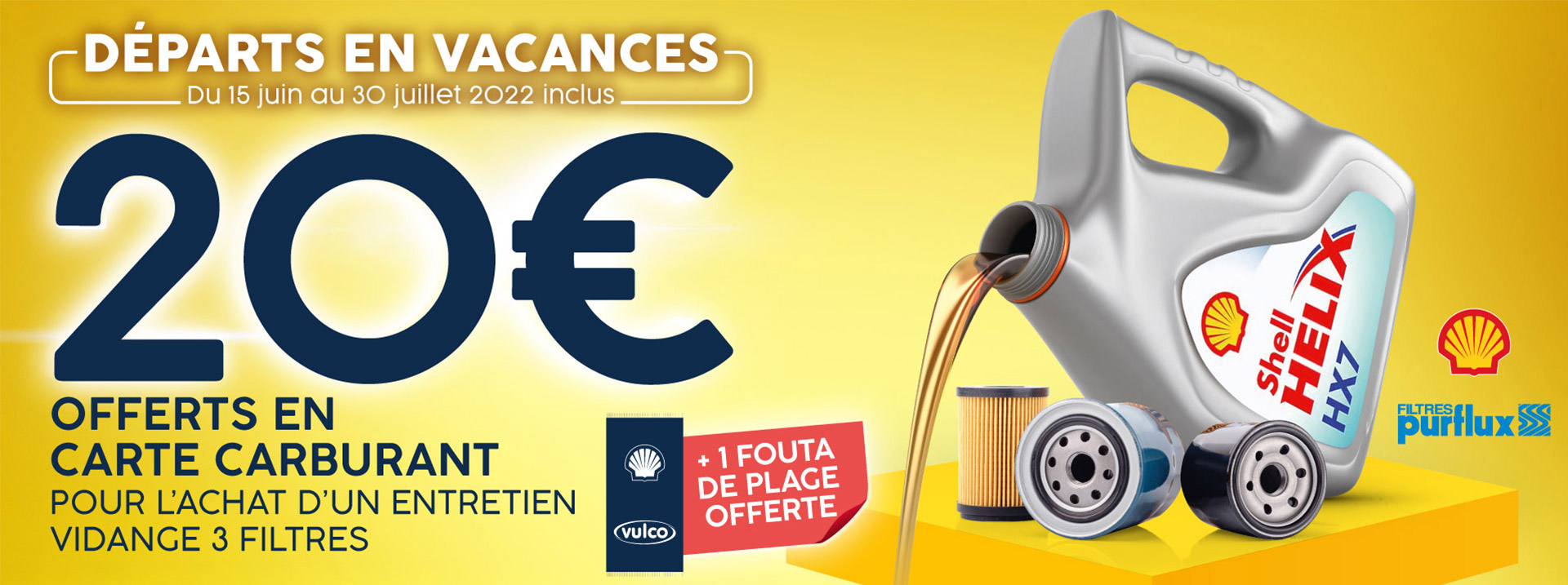 Vulco - recevez 20€ en carte carburant pour l’achat d’un entretien-vidange 3 filtres