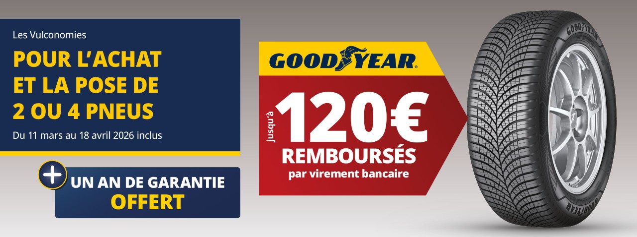 Jusqu’à 120€ remboursés pour l’achat et la pose de pneus Goodyear