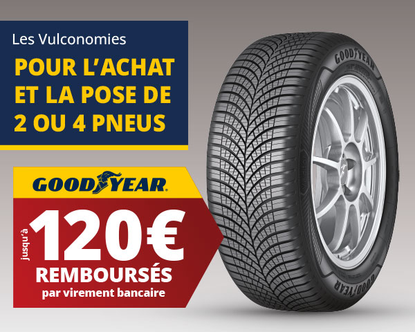 Jusqu’à 120€ remboursés pour l’achat et la pose de pneus Goodyear